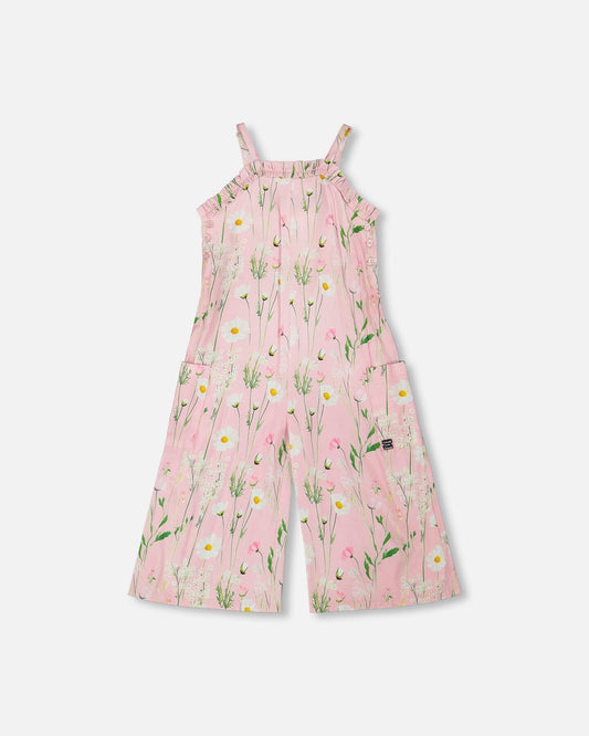 Viscose Jumpsuit Pink Printed Flowers-0