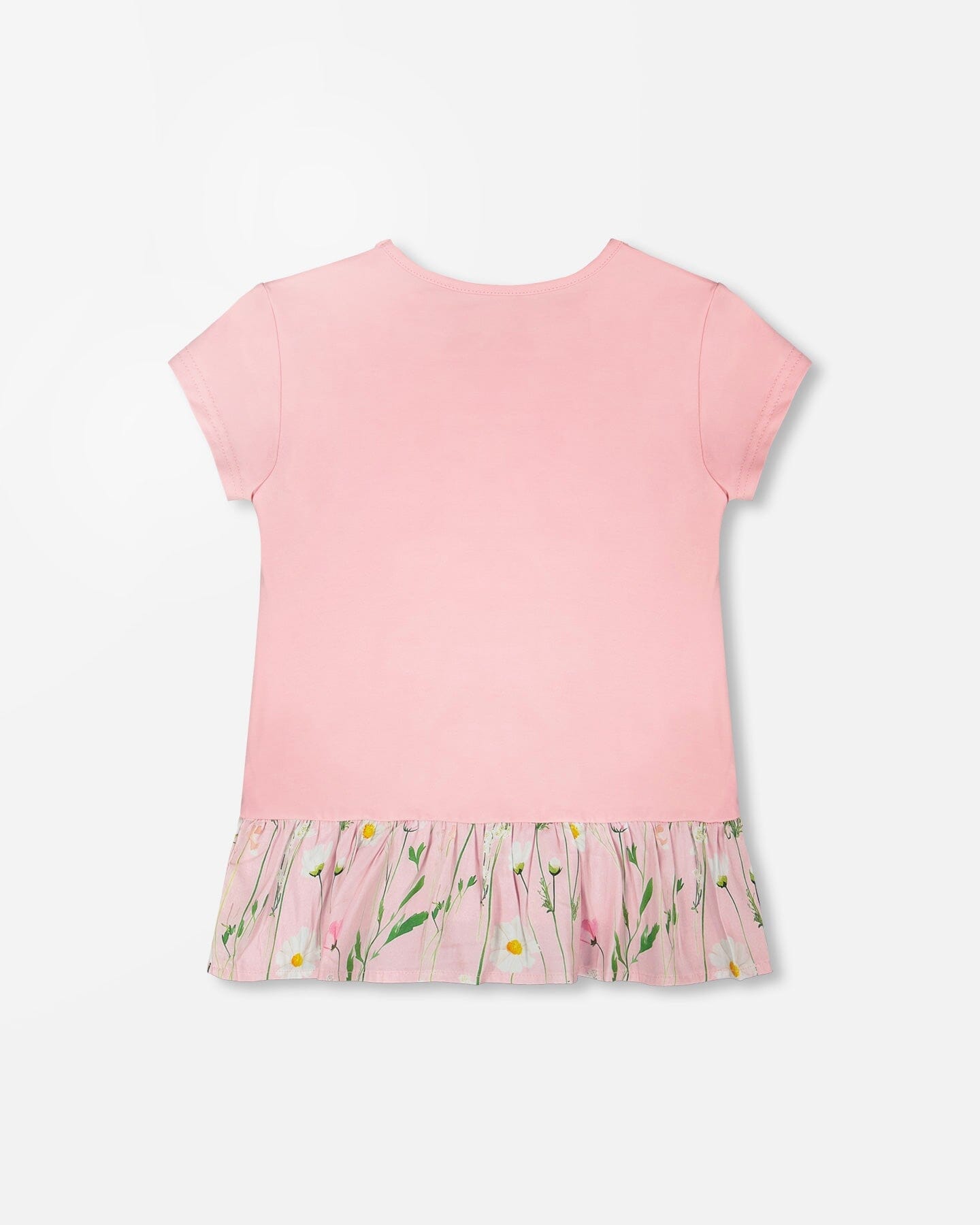 Organic Cotton Bi-Material Tunic With Ruffle Dusty Pink-2