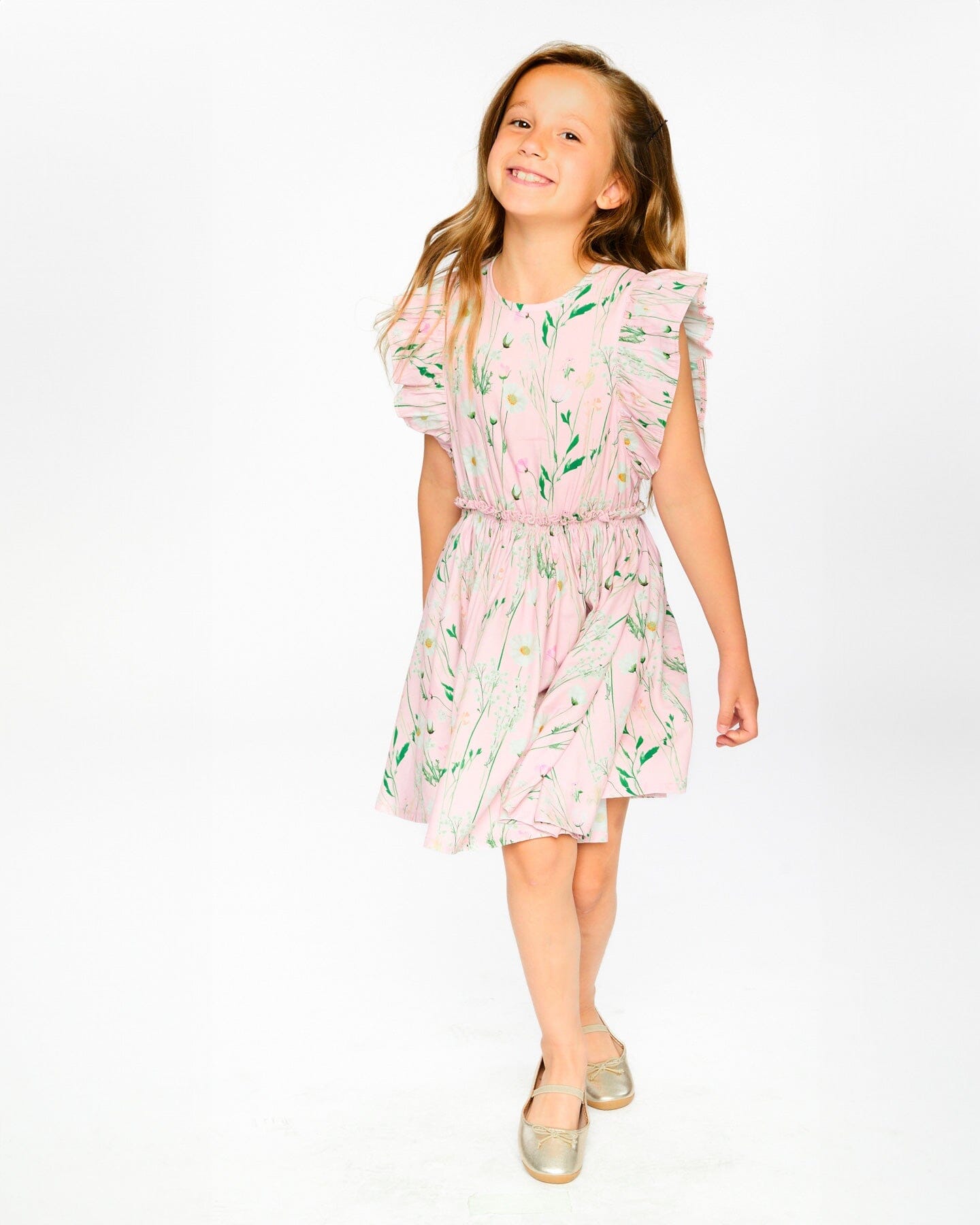 Viscose Dress Pink Printed Flowers-3