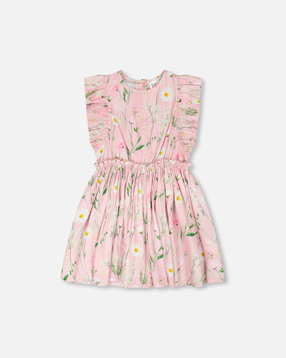 Viscose Dress Pink Printed Flowers-4