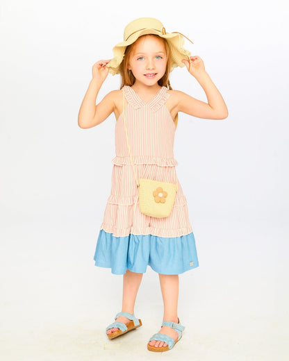 Flower Straw Purse Beige-2