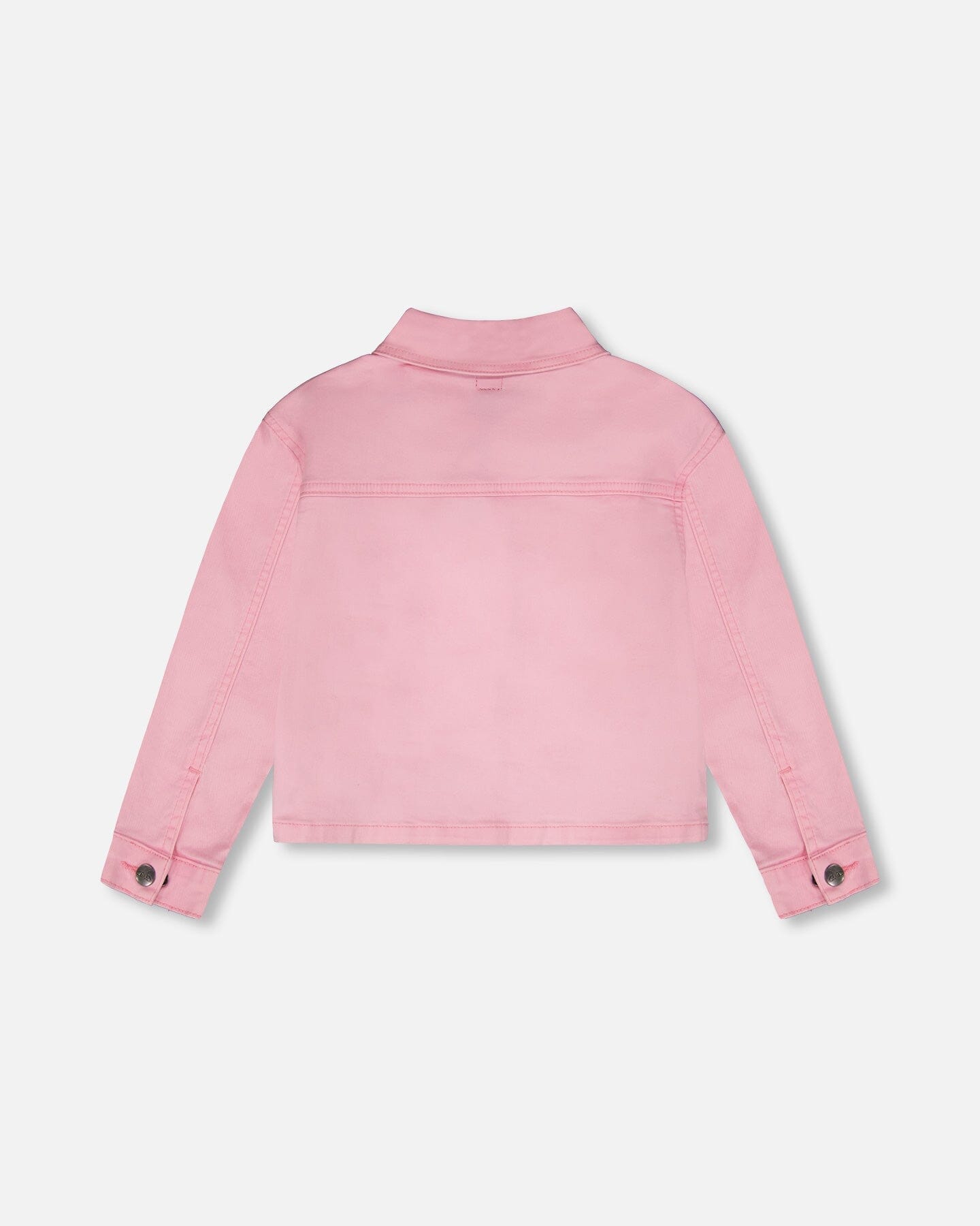 Pink Denim Jacket With Embroidered Patches-2