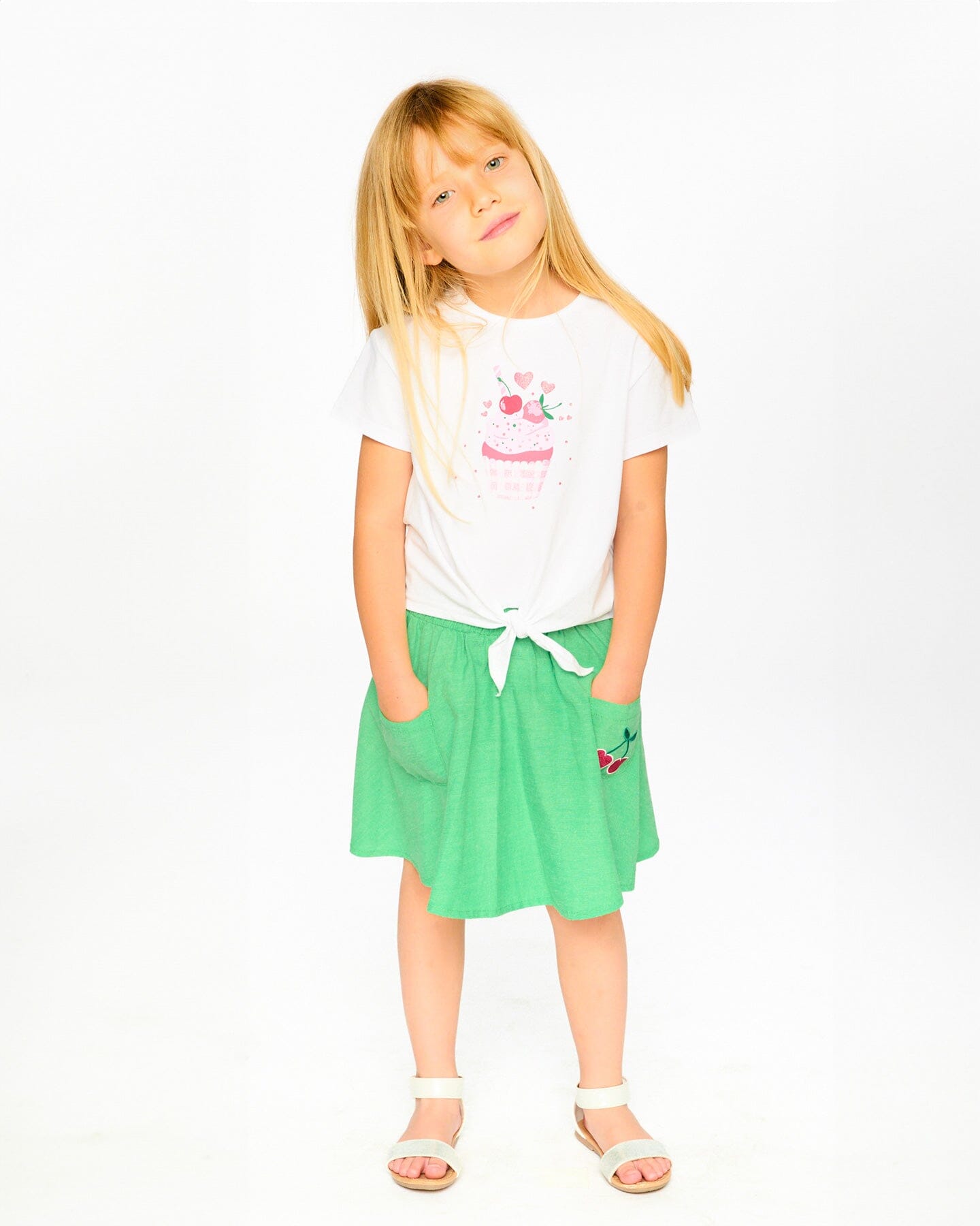 Organic Cotton Jersey T-Shirt With Tie At Waist White-1
