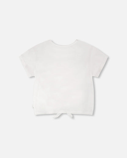 Organic Cotton Jersey T-Shirt With Tie At Waist White-2