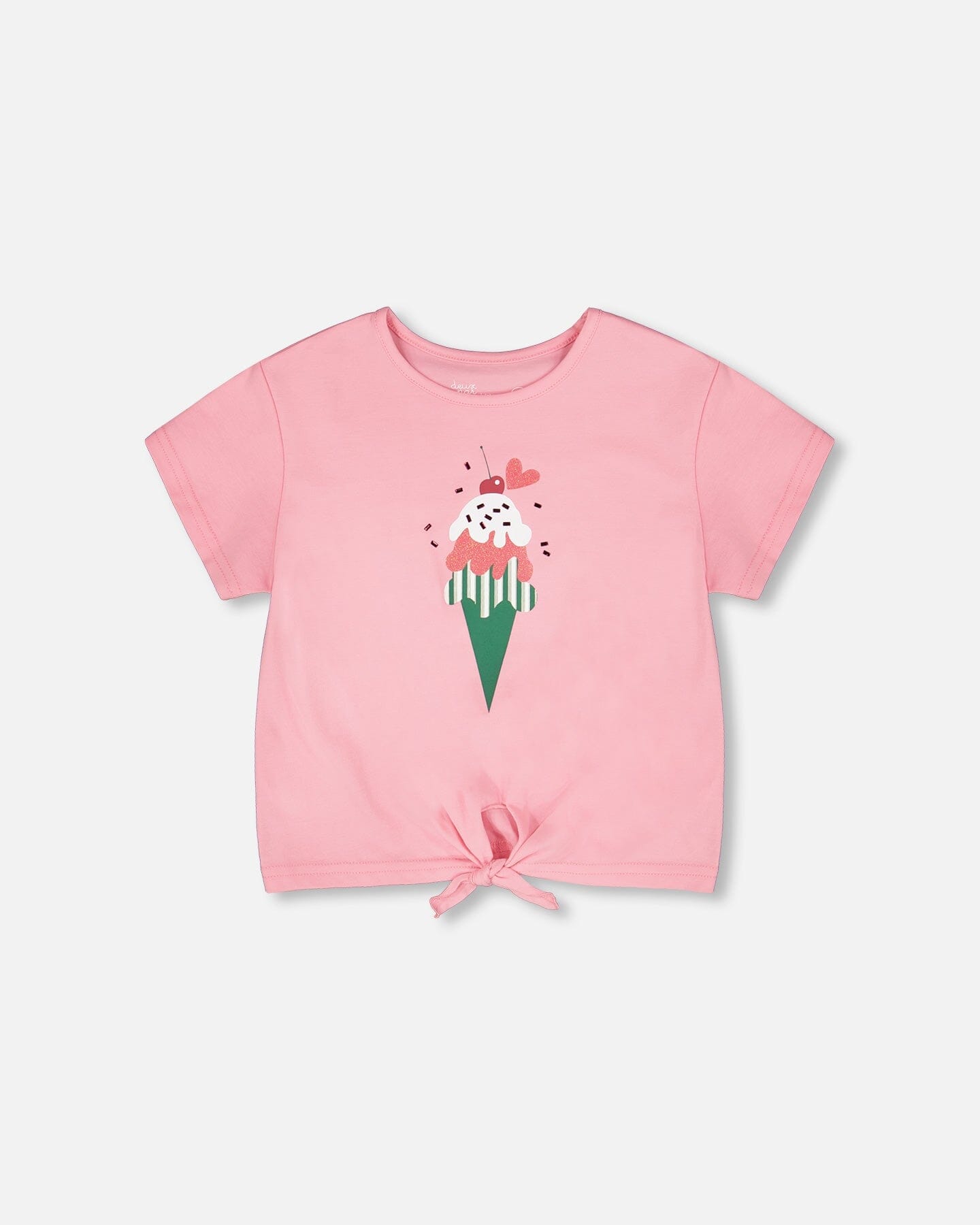 Organic Cotton Jersey T-Shirt With Tie At Waist Pink-0