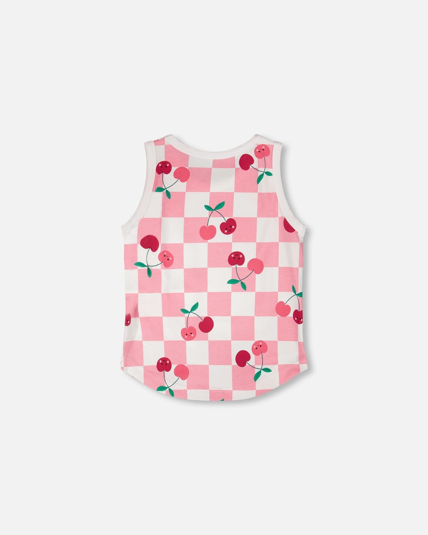 Organic Cotton Jersey Tank Top Pink Printed Cherries-2