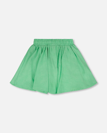 Organic Cotton Skort With Embroidery Green-2