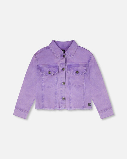 Mauve Denim Jacket With Embroidery-0