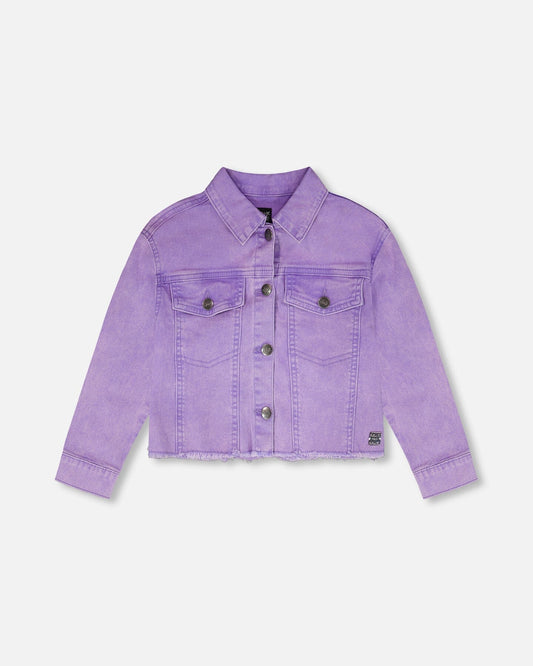 Mauve Denim Jacket With Embroidery-0