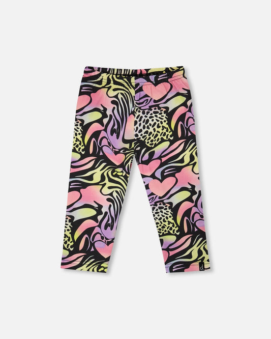 Organic Cotton Jersey Capri Black Printed Multicolor-0