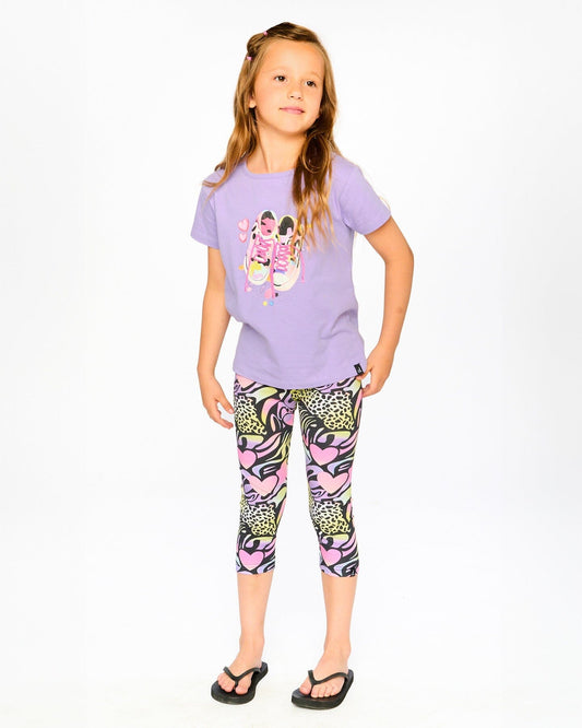 Organic Cotton Jersey Capri Black Printed Multicolor-1