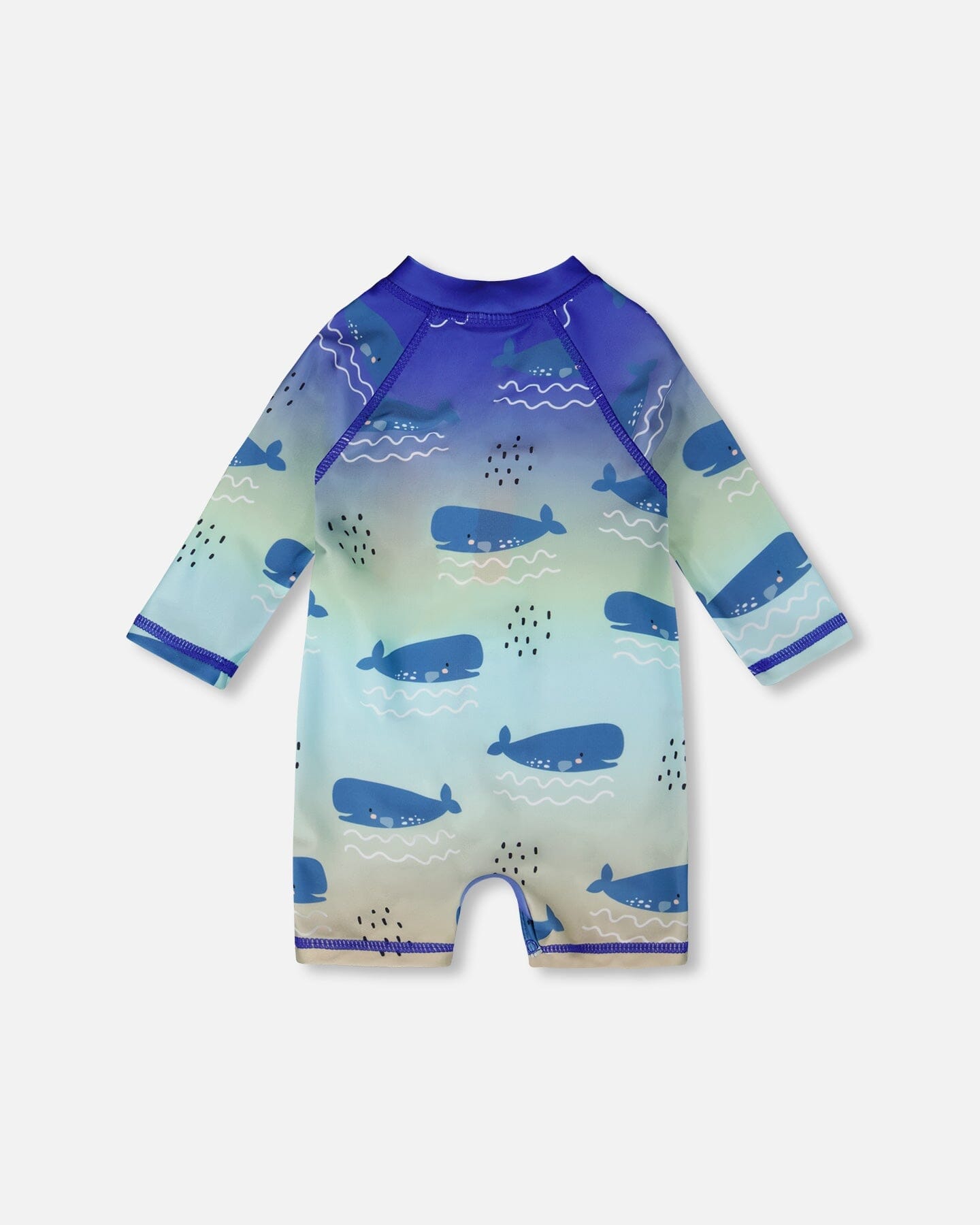 Baby And Toddlers One-Piece Long Sleeve Rashguard Blue Whale Print-3