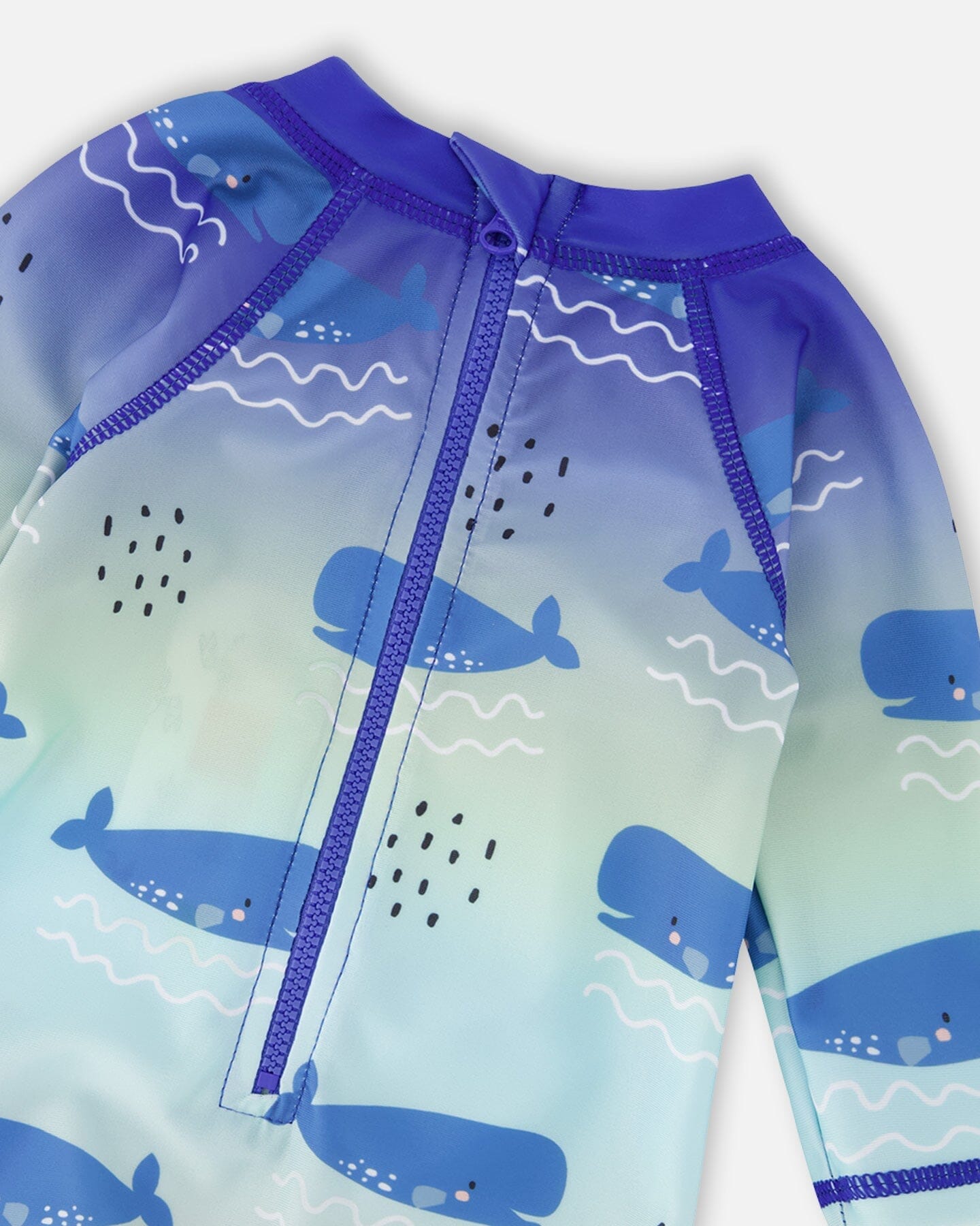 Baby And Toddlers One-Piece Long Sleeve Rashguard Blue Whale Print-4