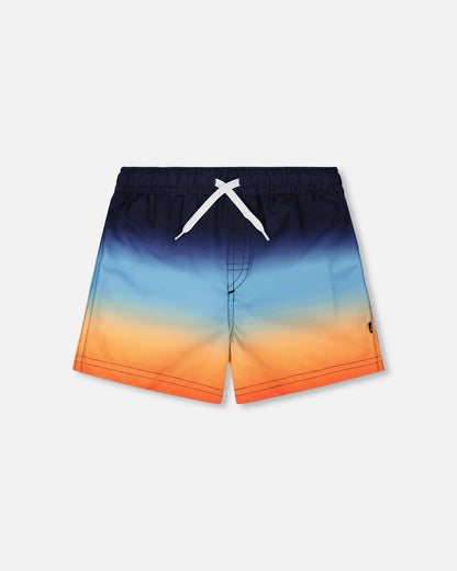 Swim Trunks Blue And Orange Gradient-0