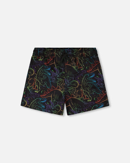 Swim Trunks Black Dinosaur Print-0