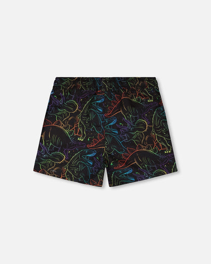 Swim Trunks Black Dinosaur Print-3