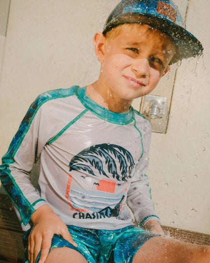 Swim Trunks Blue Waves Print-1