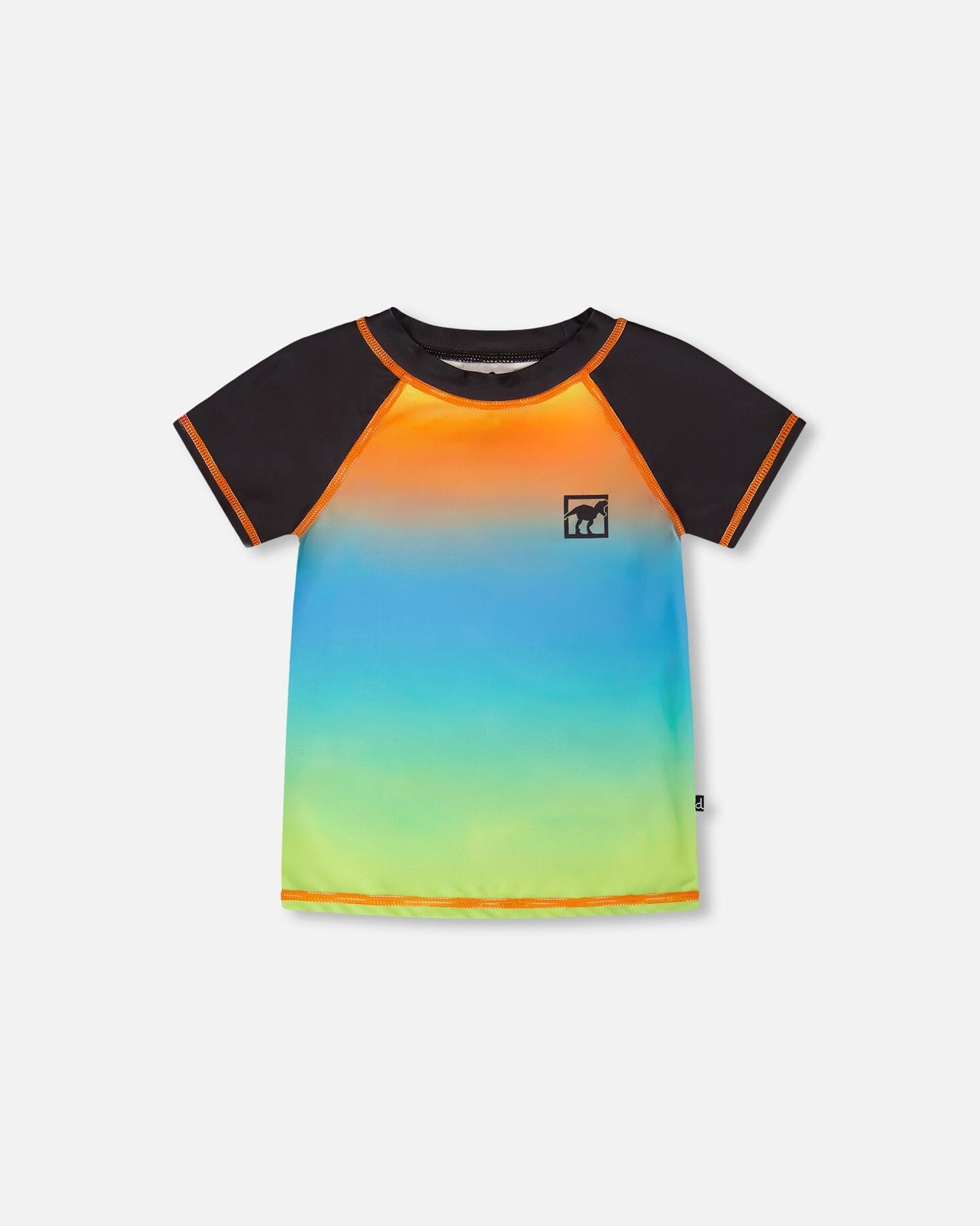 Short Sleeve Rashguard Orange Blue And Green Gradient-0
