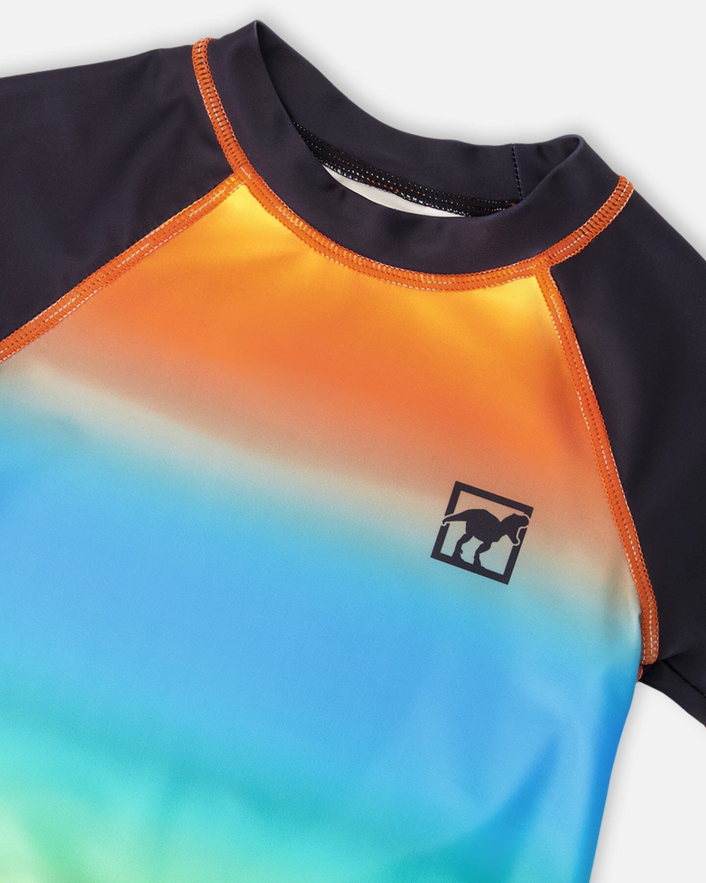 Short Sleeve Rashguard Orange Blue And Green Gradient-4