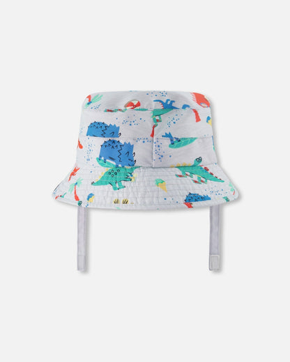 Recycled Polyester Beach Hat Blue Baby Dinosaur Print-2