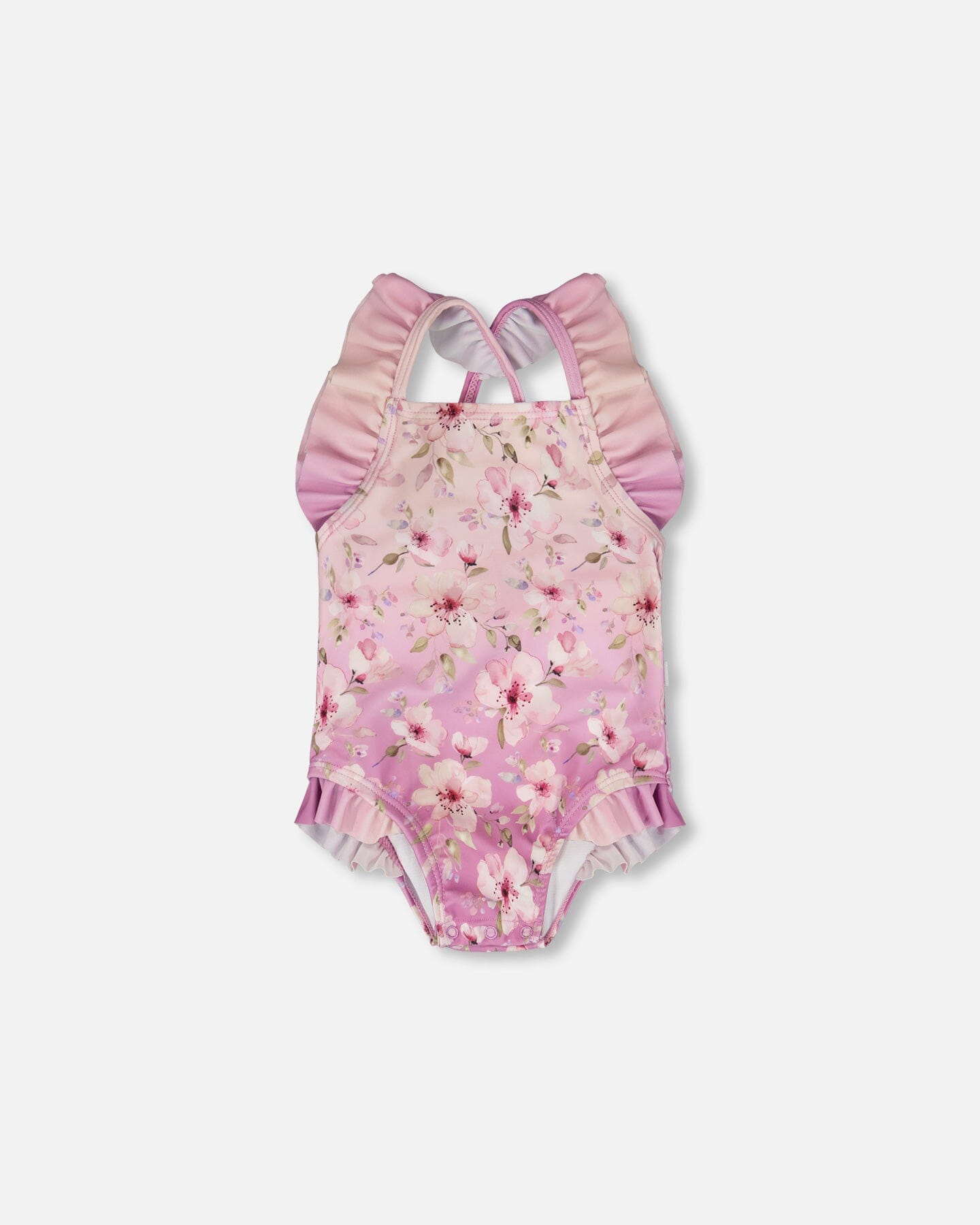 Baby And Toddler One-Piece Swimsuit Purple Flower Print-0