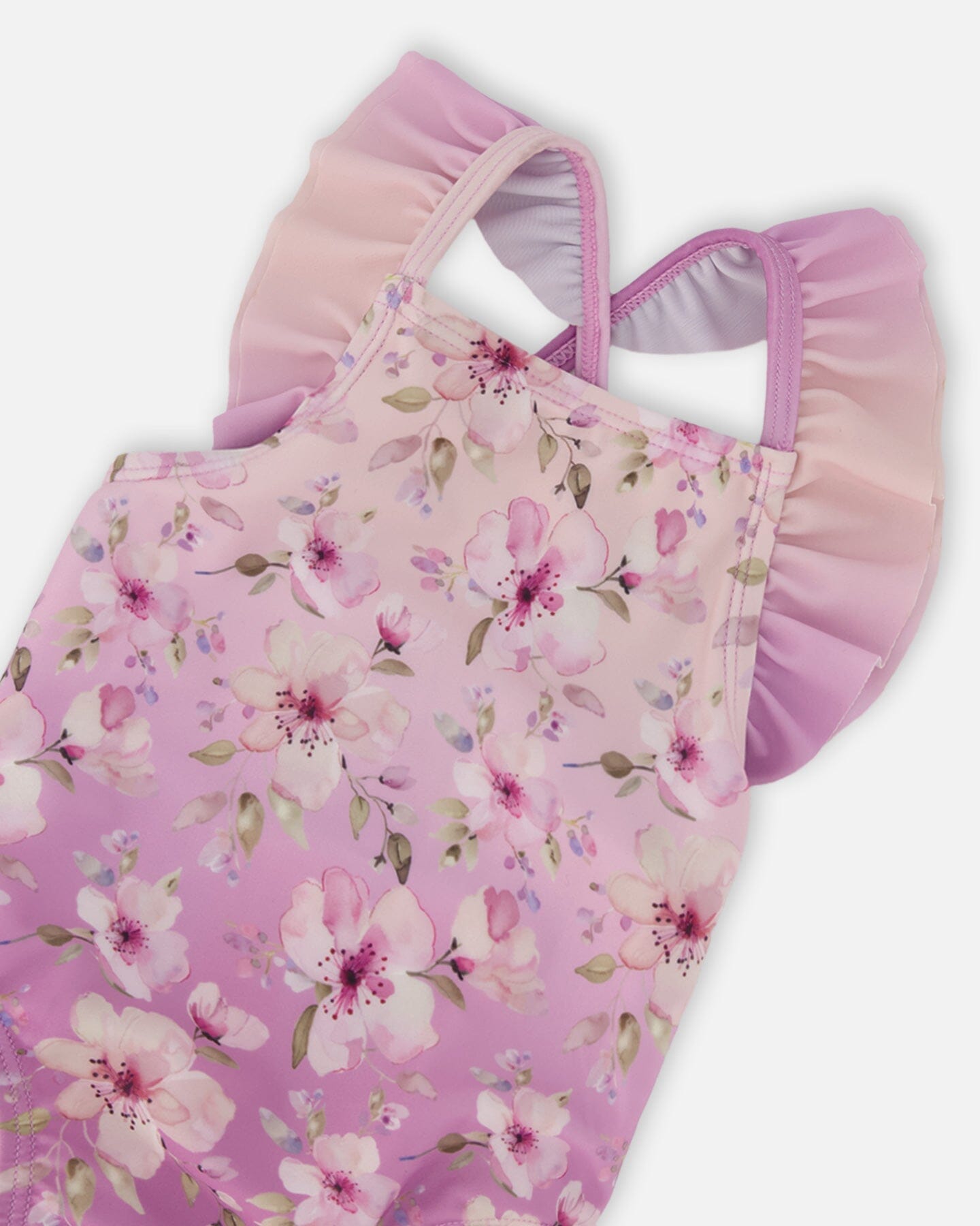 Baby And Toddler One-Piece Swimsuit Purple Flower Print-3