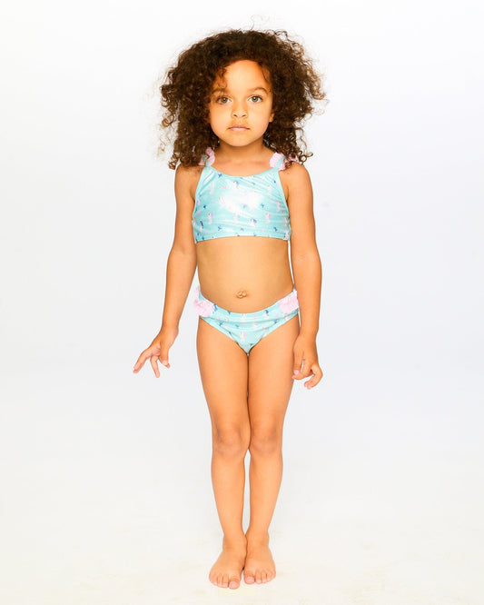 Two-Piece Swimsuit Blue Seahorse Print-1