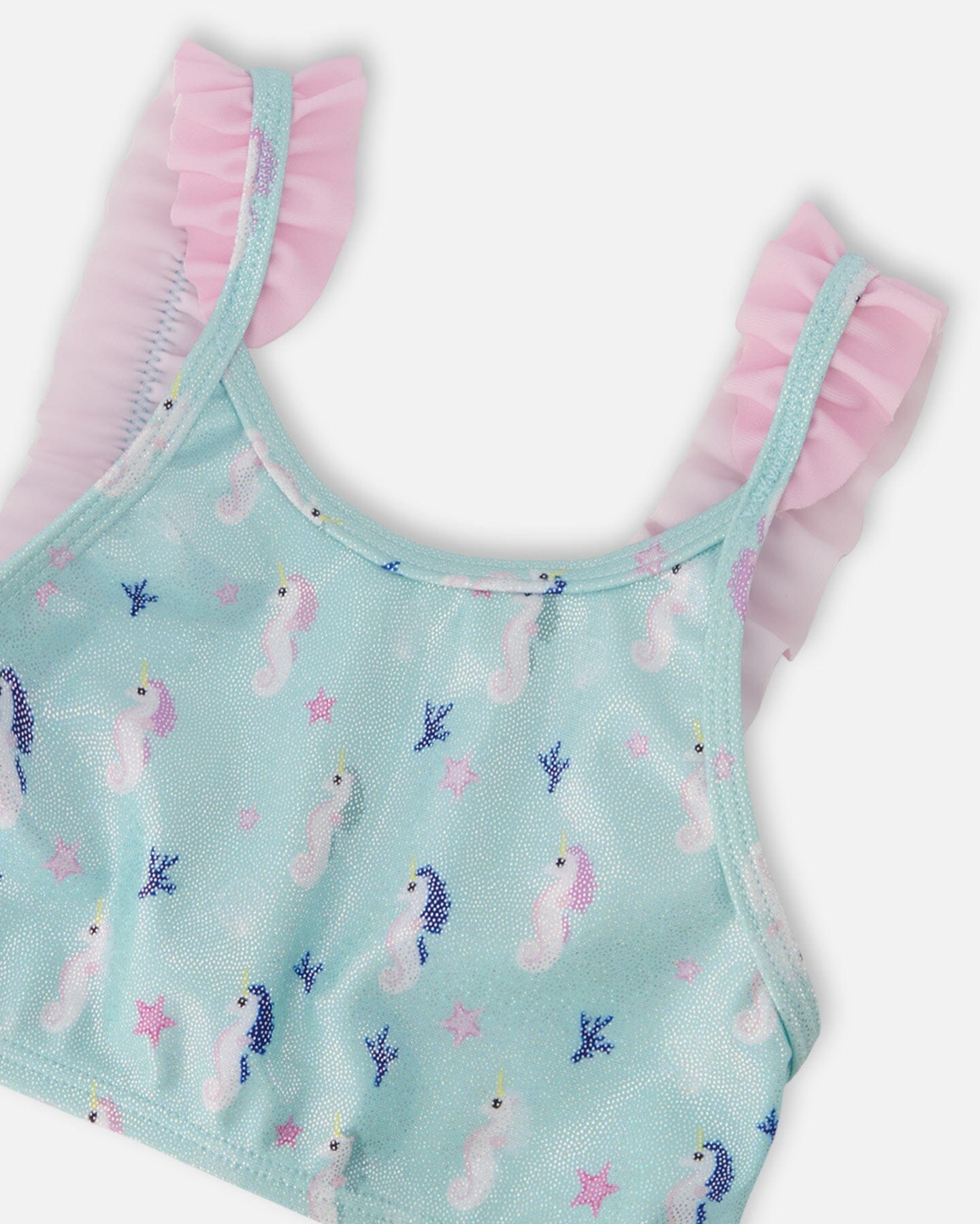 Two-Piece Swimsuit Blue Seahorse Print-3
