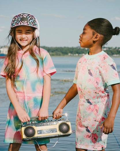 Mesh Beach Dress Blue Flamingo Print-1