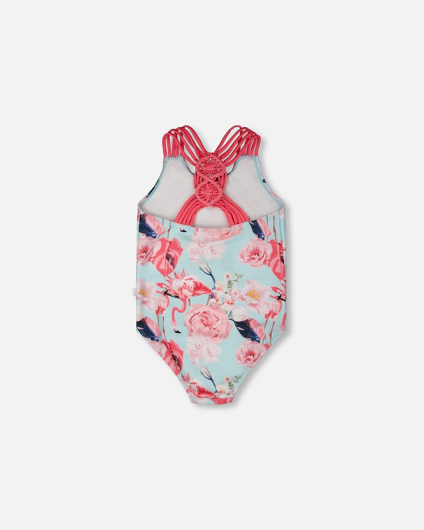 One-Piece Swimsuit Blue Flamingo Print-2