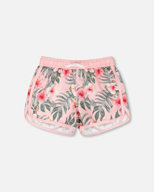 Swim Shorts Pink Hibiscus Print-0