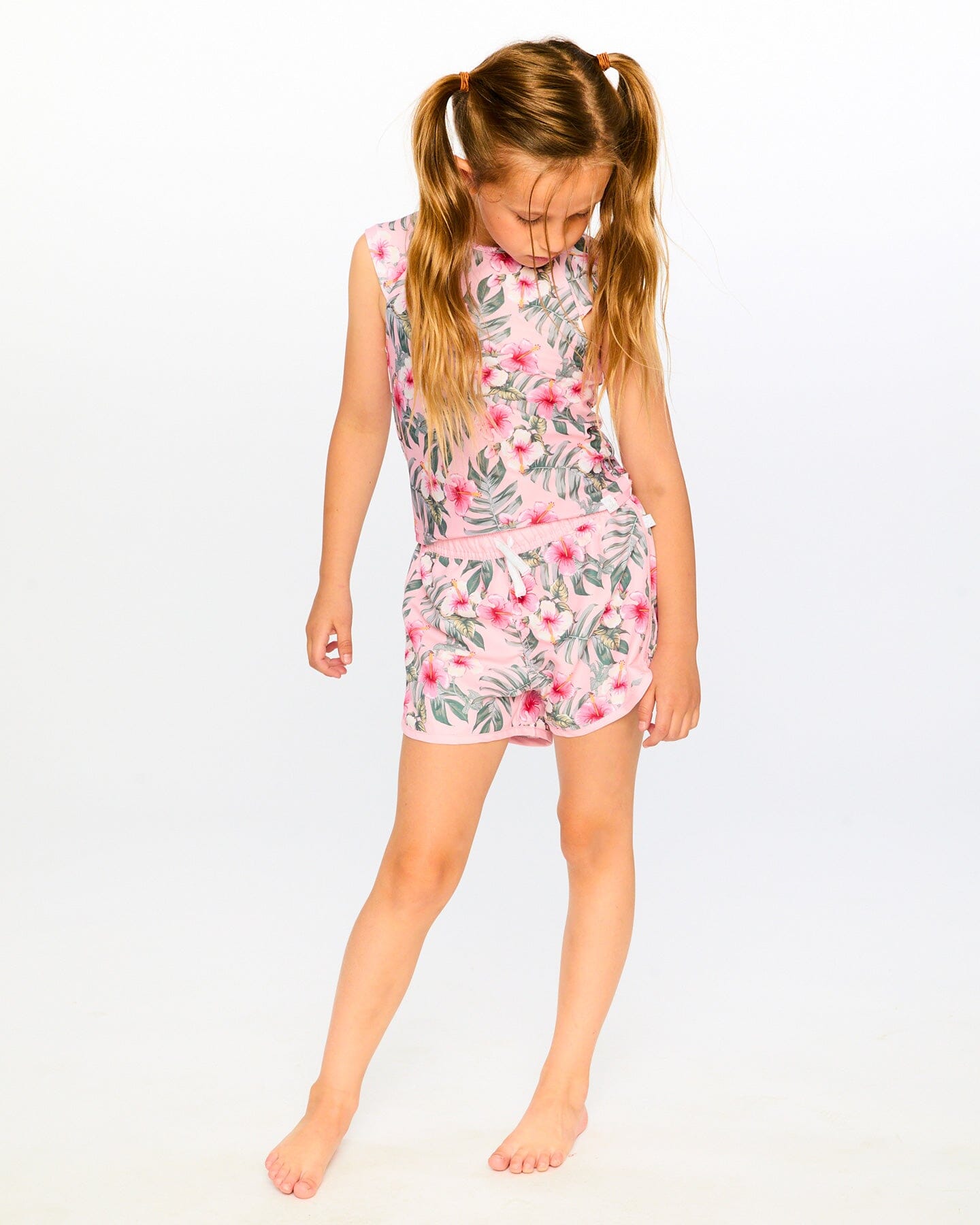 Swim Shorts Pink Hibiscus Print-1