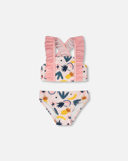 Two-Piece Swimsuit Pink Printed Fruits-0