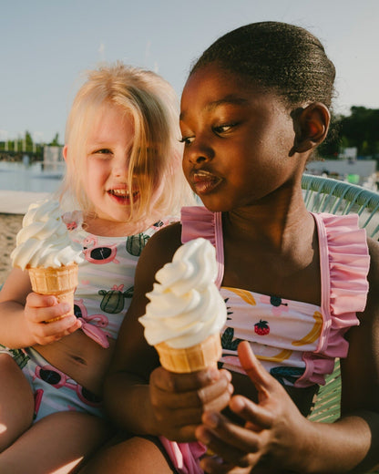 Two-Piece Swimsuit Pink Printed Fruits-1