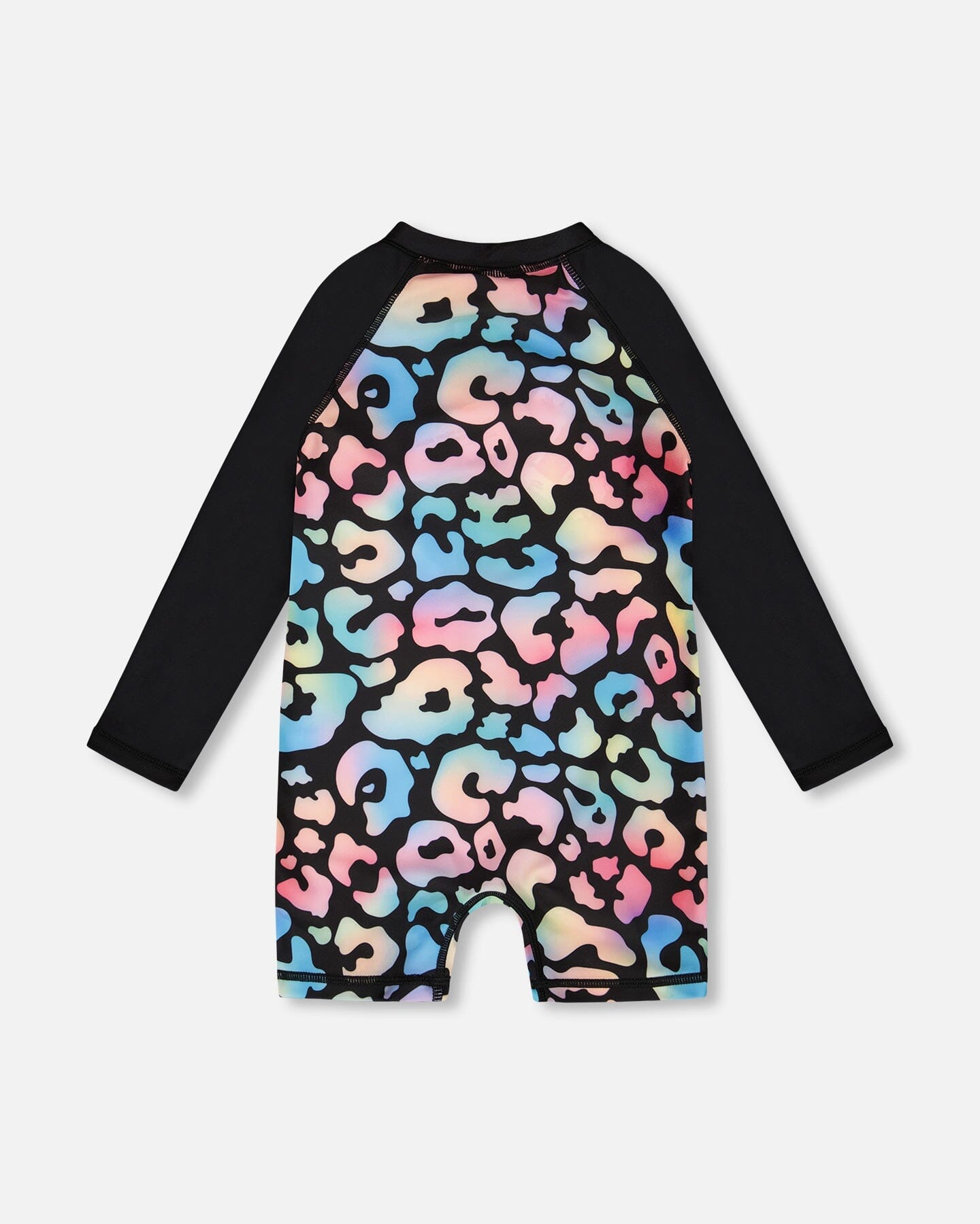 One-Piece Long Sleeve Rashguard Black Leopard Print-2