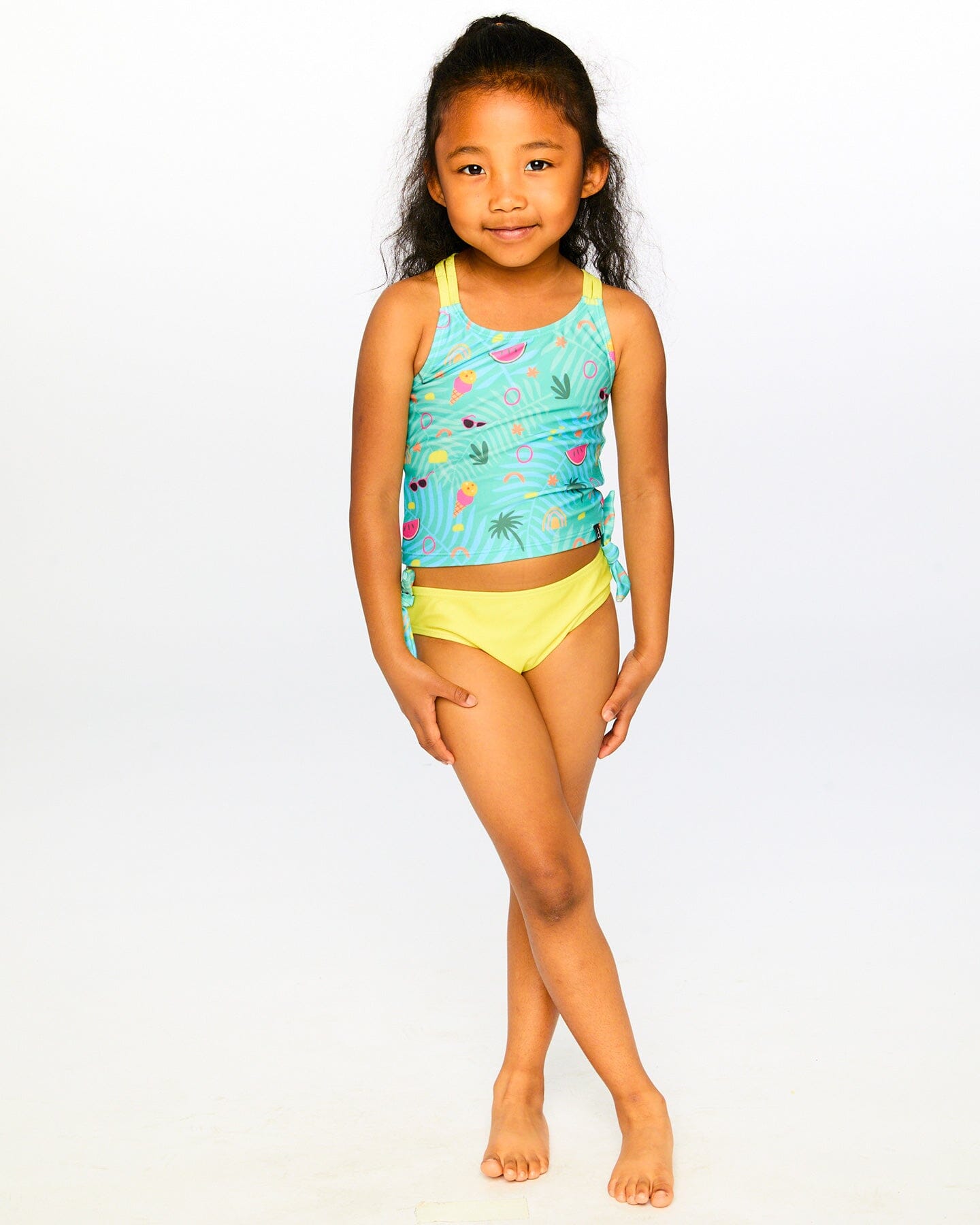 Two-Piece Swimsuit Green Beach Print-1