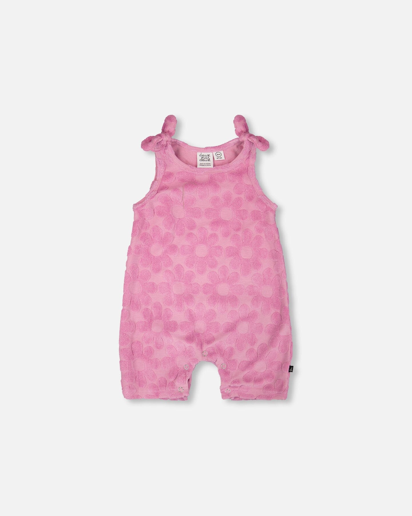 Terry Cloth Romper With Bows Pink-0