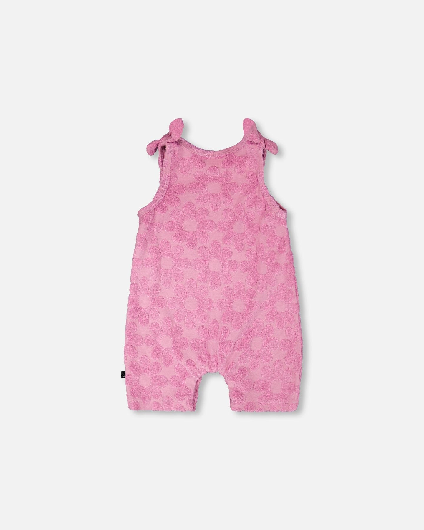 Terry Cloth Romper With Bows Pink-1