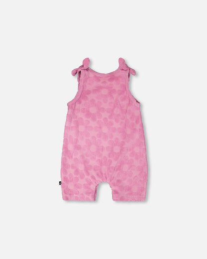 Terry Cloth Romper With Bows Pink-1