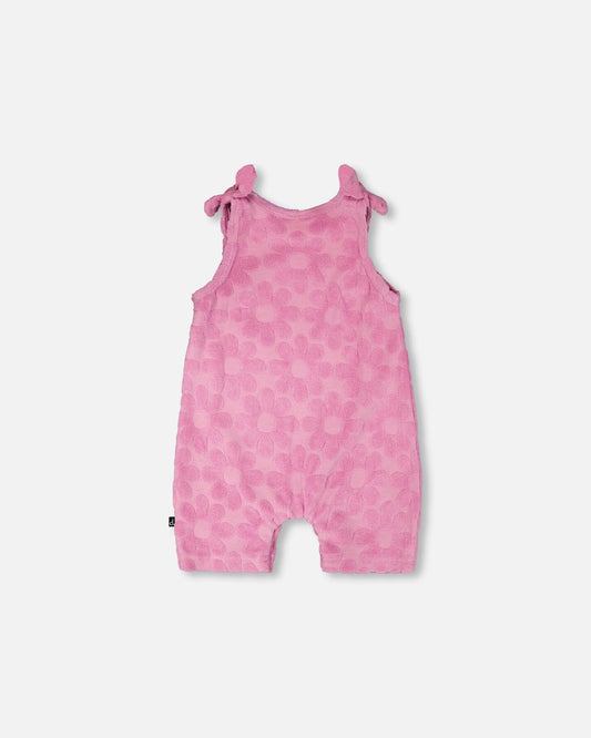 Terry Cloth Romper With Bows Pink-1