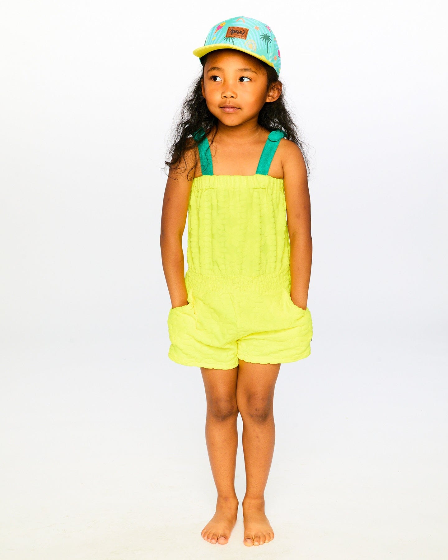 Terry Cloth Sleeveless Jumpsuit Yellow-1