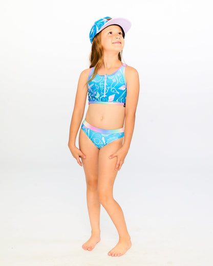 Two-Piece Swimsuit Blue Shell Print-1