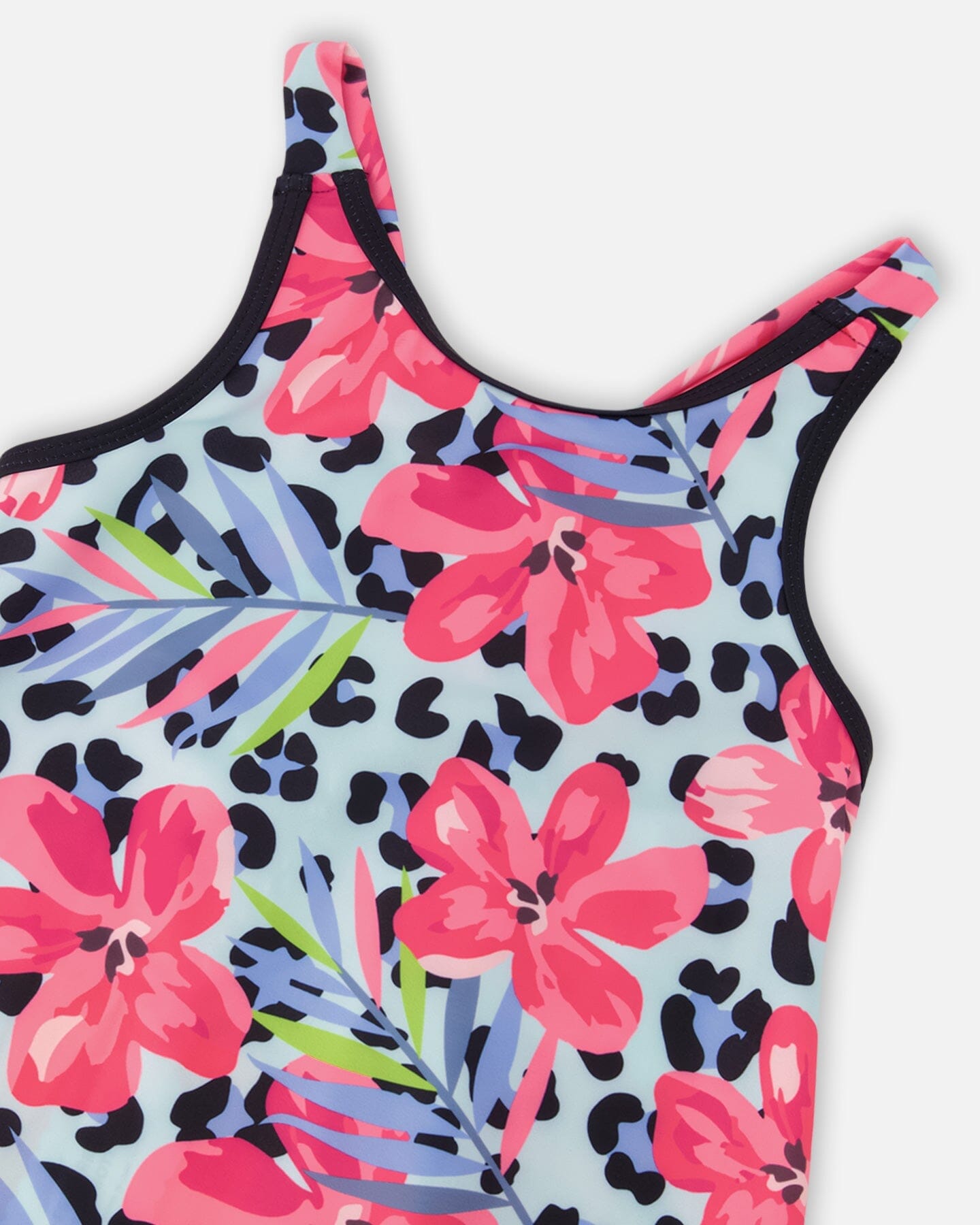 Swim Beach Dress Blue Floral And Leopard Print-2