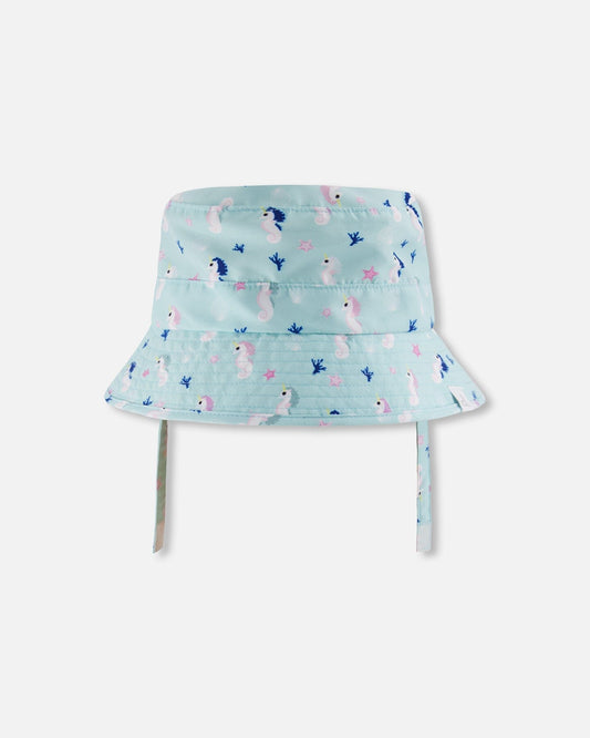 Beach Hat Blue Seahorse Print-0