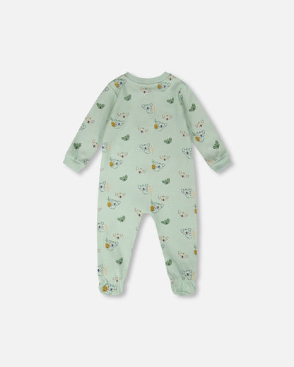 Organic Cotton Baby One-Piece Pyjama Green Koala Print-1