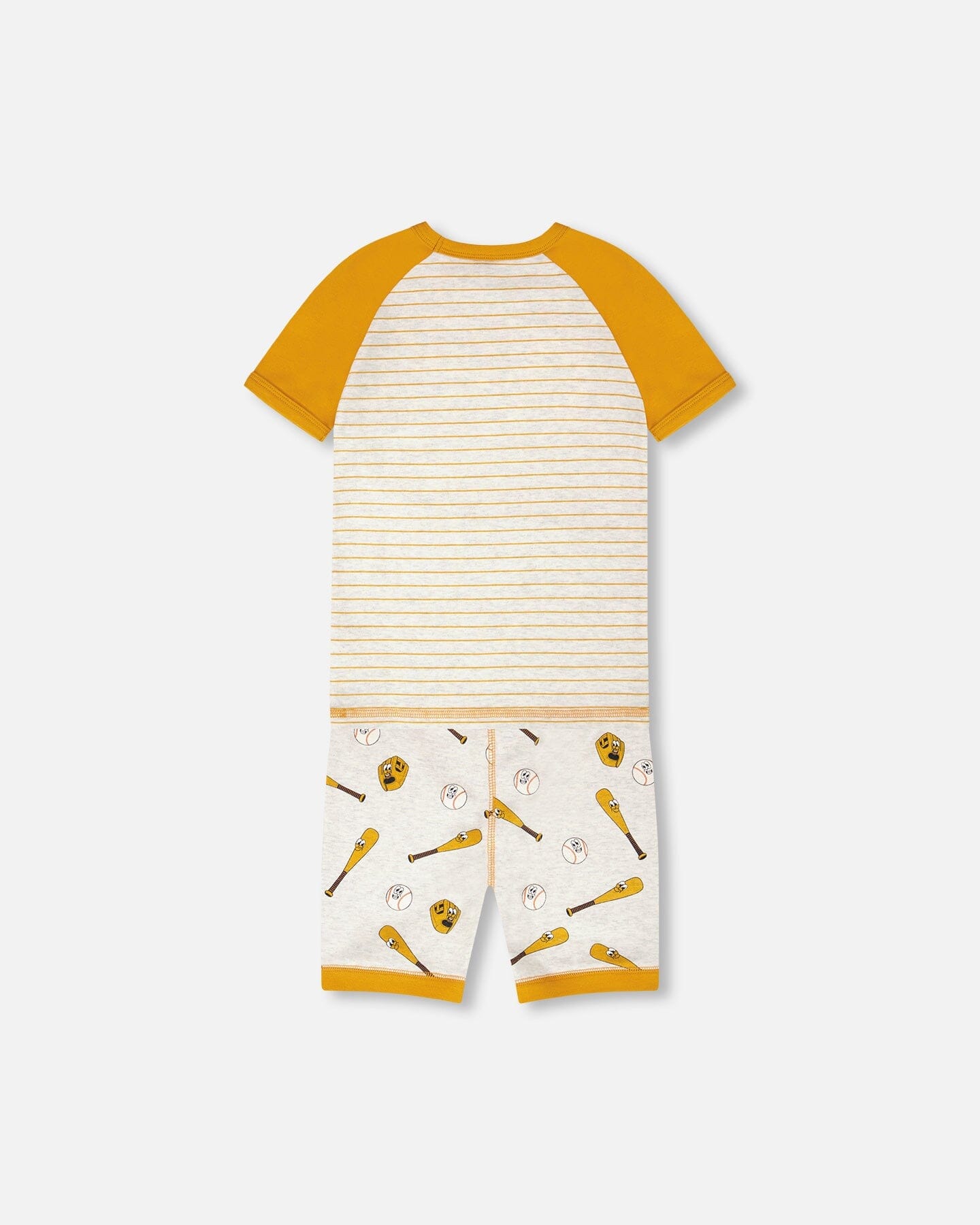 Organic Cotton Two-Piece Pyjama Set Grey Mix Baseball Print-2