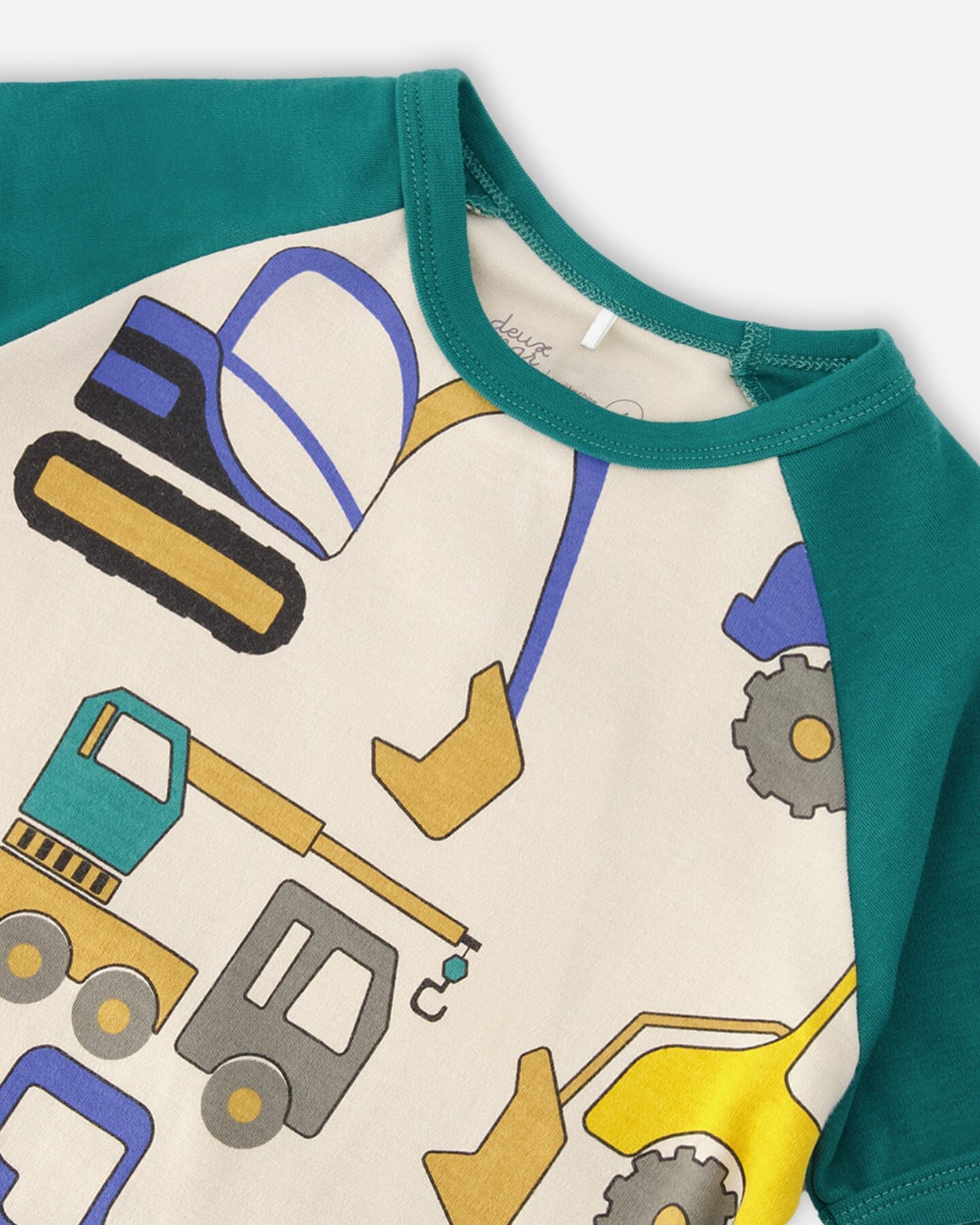Organic Cotton Two-Piece Pyjama Set Beige Truck Print-3