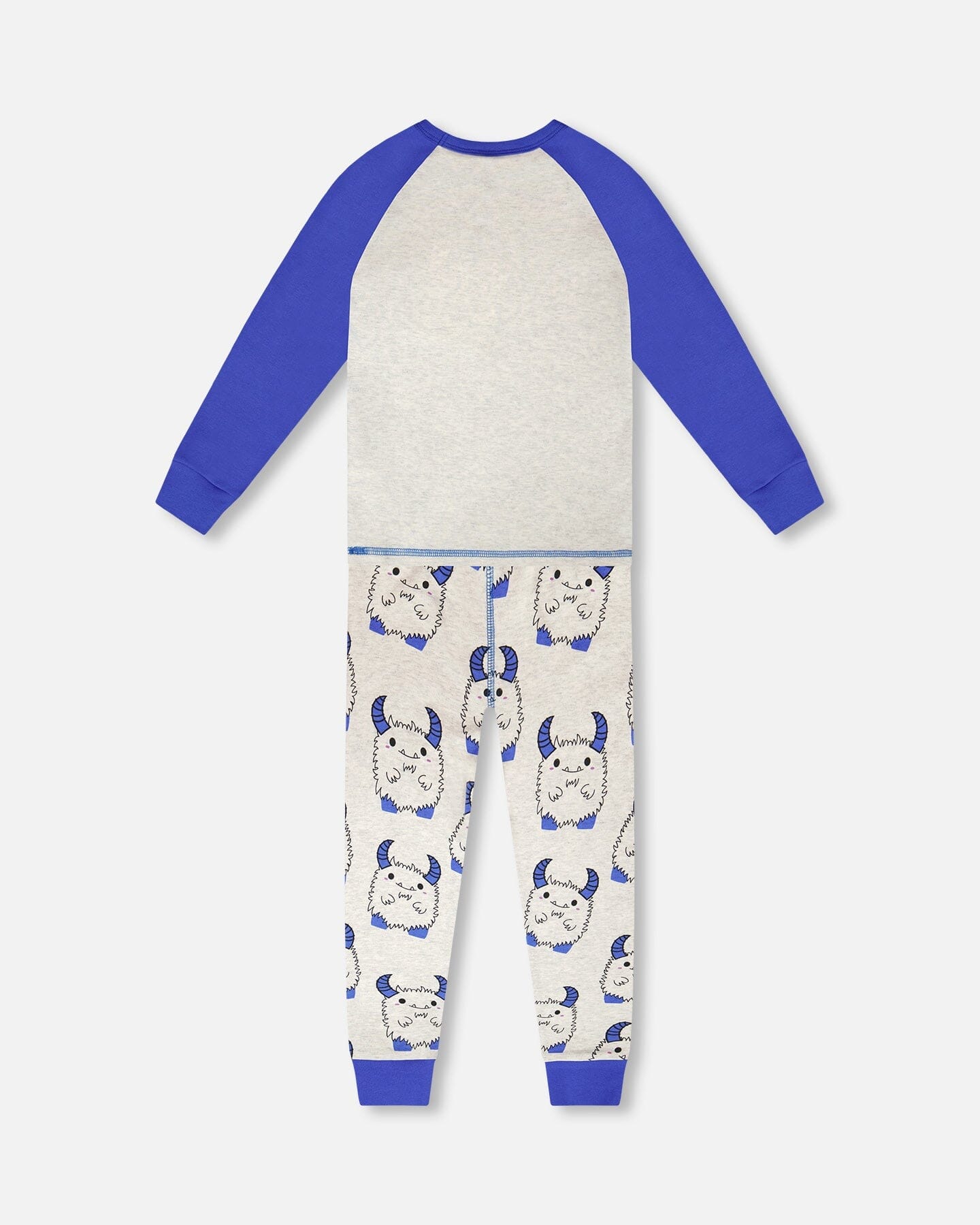 Organic Cotton Two-Piece Pyjama Set Grey Mix Monster Print-2
