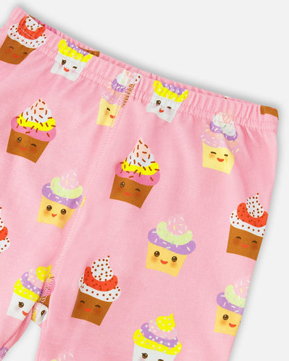 Organic Cotton Two-Piece Pyjama Set Pink Cupcake Print-4