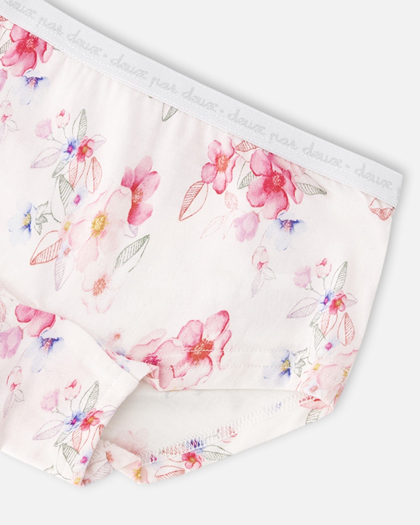 Organic Cotton Boyshort Panty Pink Printed Flowers-2
